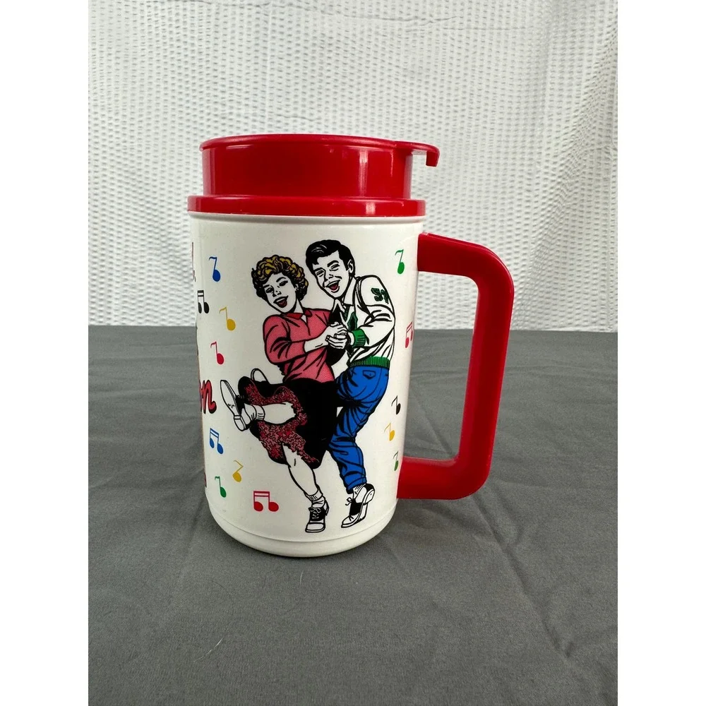 Vintage Dollywood Jukebox Junction Travel Mug Cup Whirley Thermo Hot Or Cold